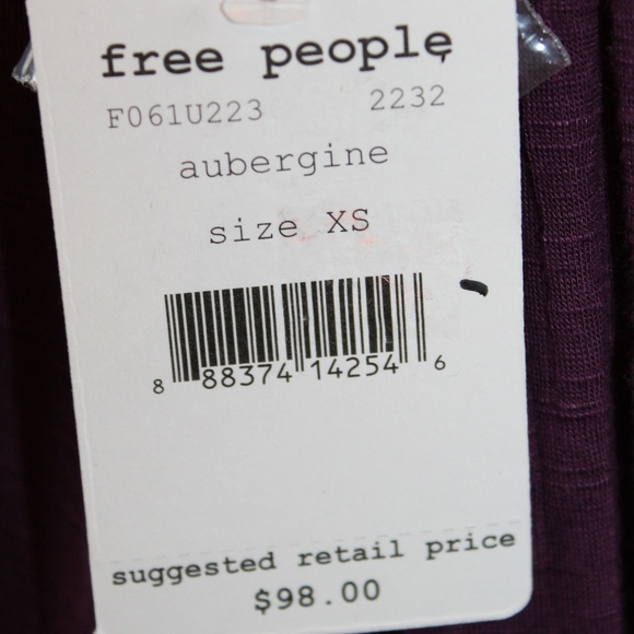 Free People Boho Tunic Top Dark Purple XS NEW - Picture 8 of 8
